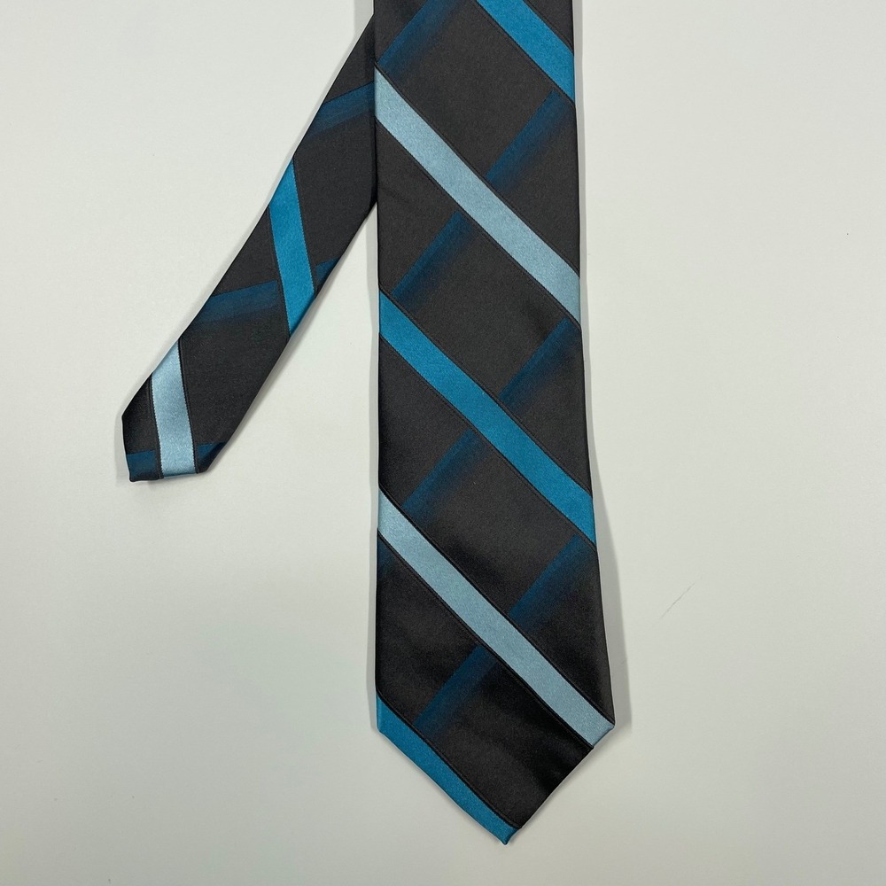 Arrow Black Blue Necktie Silk Geometric Plaid Stripe Mens OS